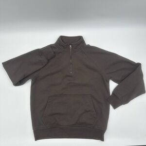 Flint and Tinder Quarter Zip Sweatshirt Brown Pullover Men's Medium Made in USA